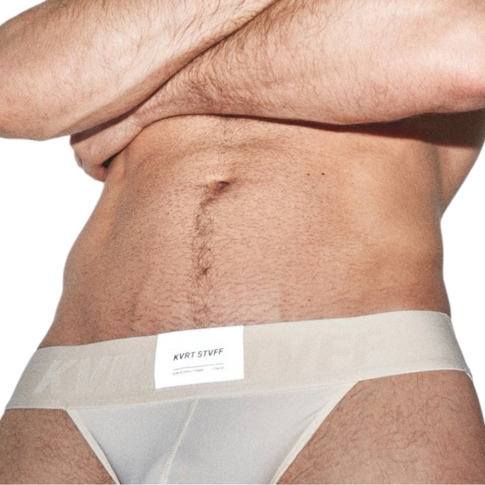 KVRT STVFF Men's Cream Sport Brief Underwear Designer Streetwear Size Medium